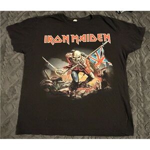 IRON MAIDEN The Trooper Band Tee T Shirt Metal Black Vintage Pacific 80s VTG